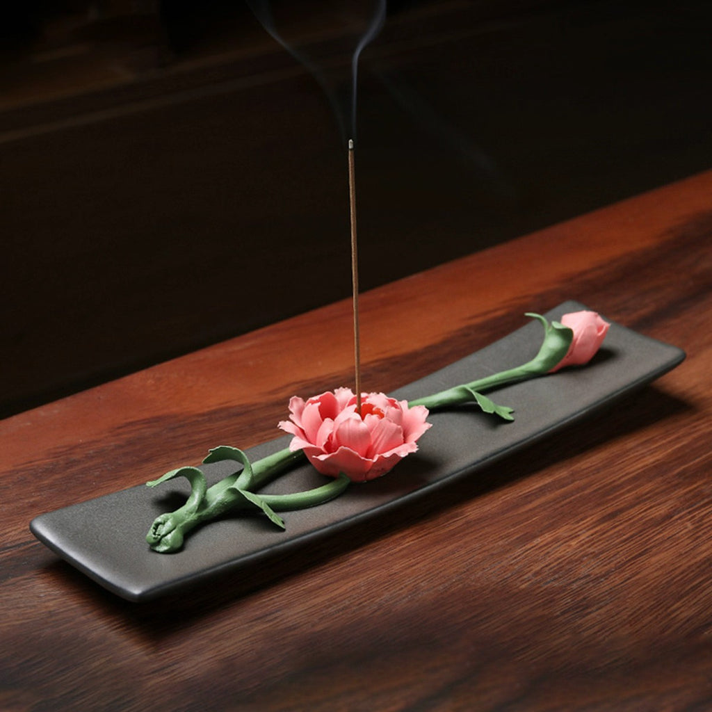 Ceramic Lotus-Themed Incense Burner / Incense Holder