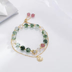 Green Phantom and Strawberry Quartz Double-Layer Bracelet