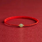 Hetian jade bean red rope