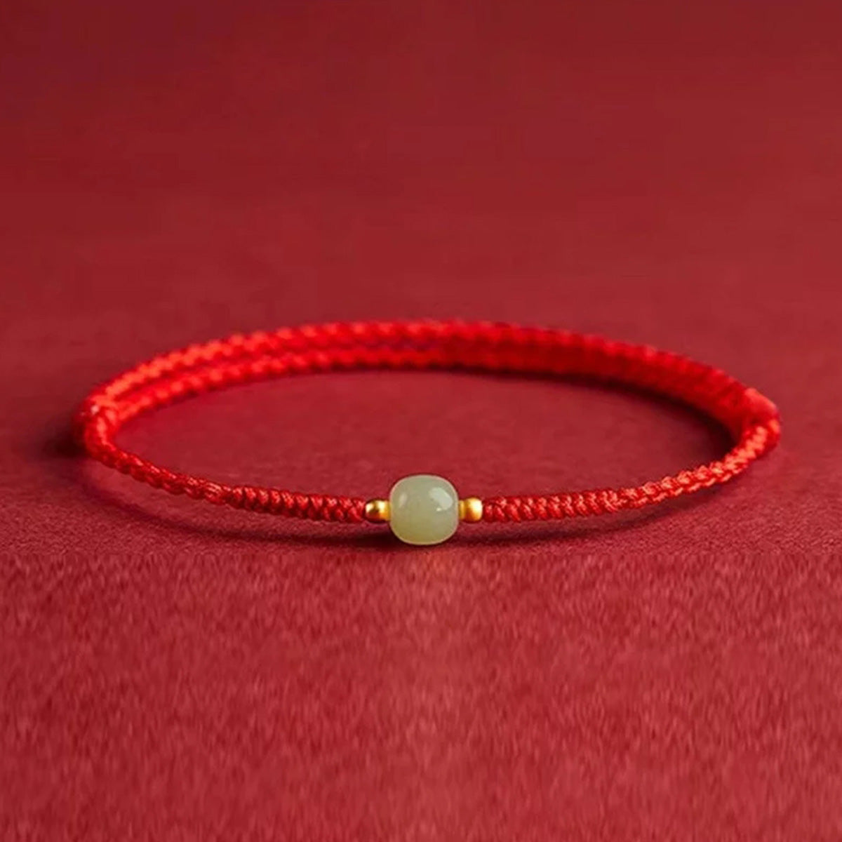 Hetian jade bean red rope