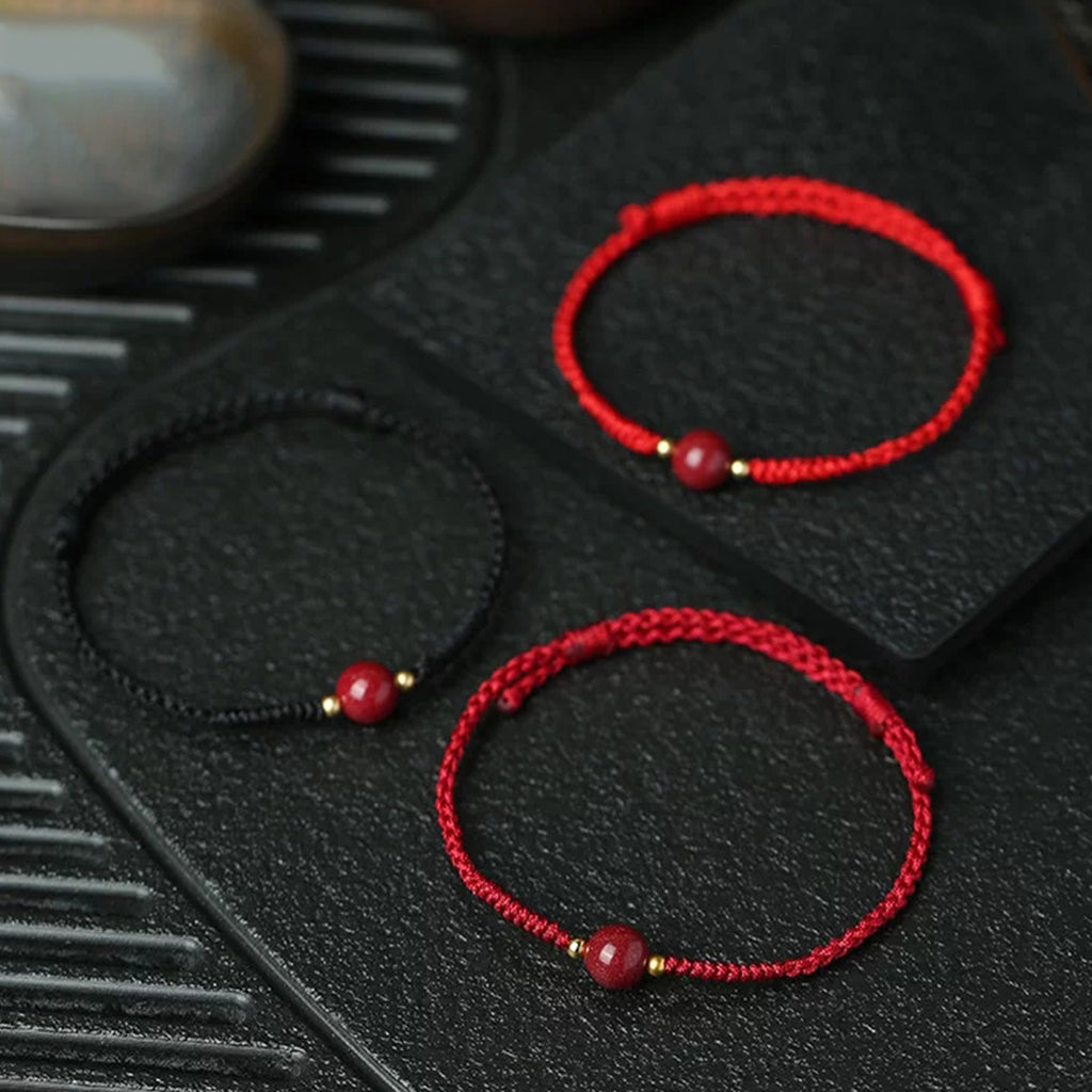 Cinnabar bean red cord bracelet