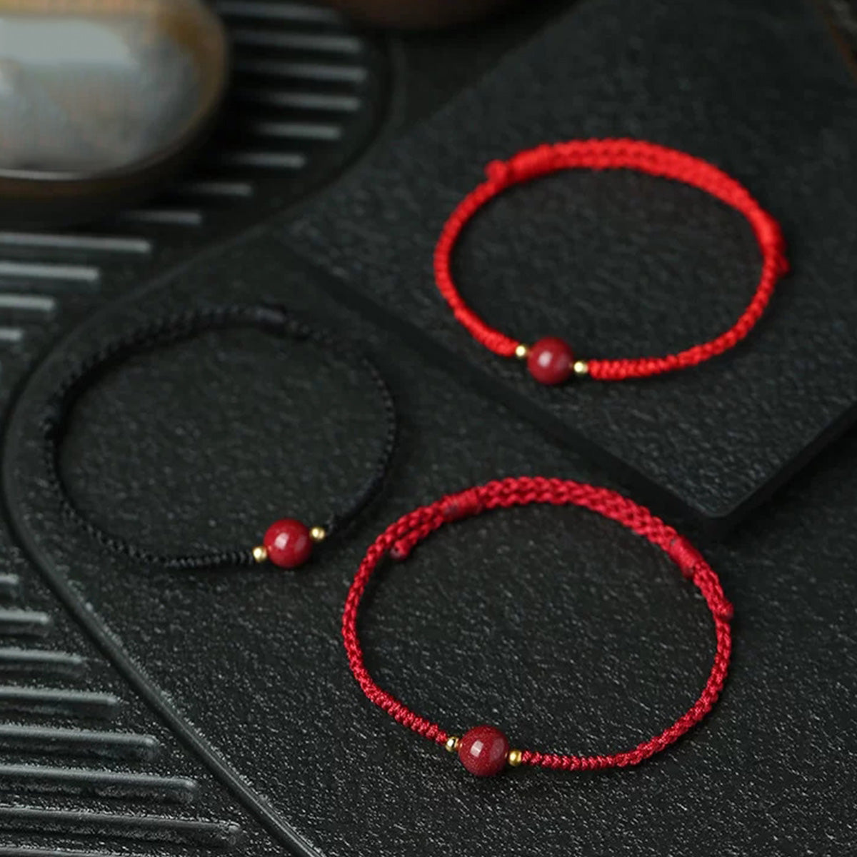 Cinnabar bean red cord bracelet