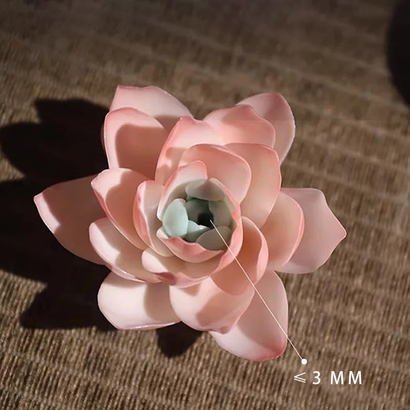 Handcrafted Underglaze Lotus Incense Holder with Base