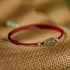 Hetian jade gourd red rope