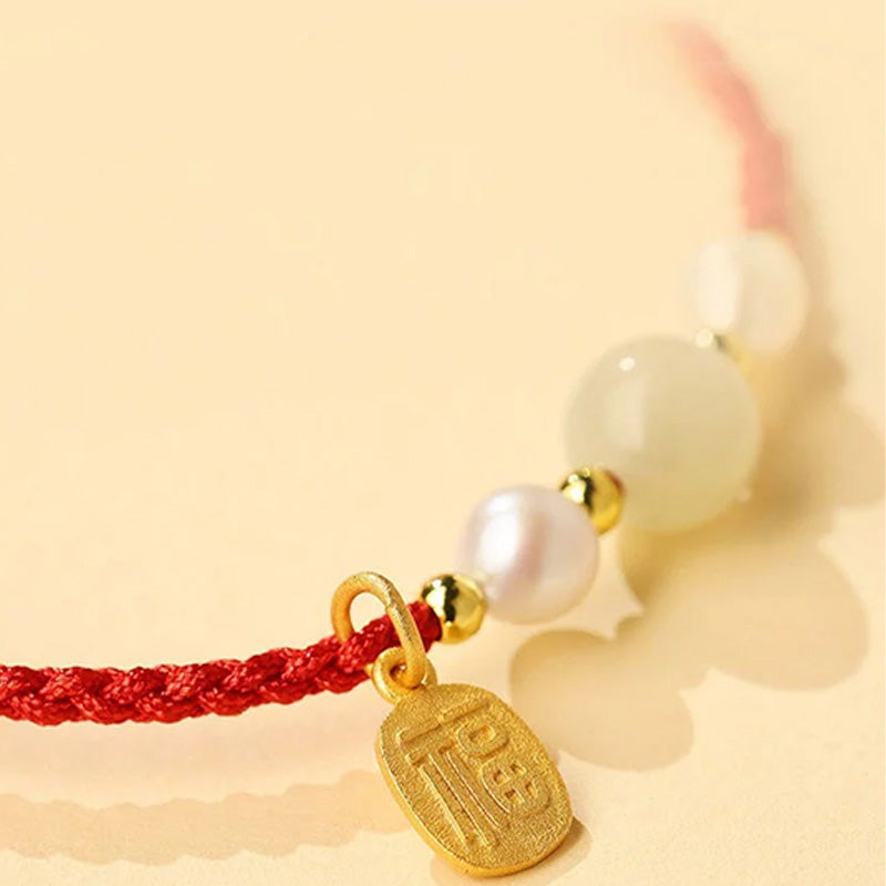 Hetian Jade and Agate Good-Luck Bracelet