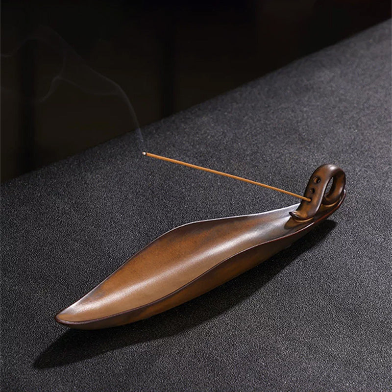 Antique-style ceramic stick incense burner and holder