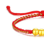 Pure Gold "Good Fortune" Red Cord Bracelet