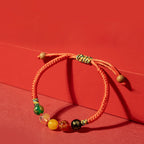 Five-Element Bead Red Cord Bracelet