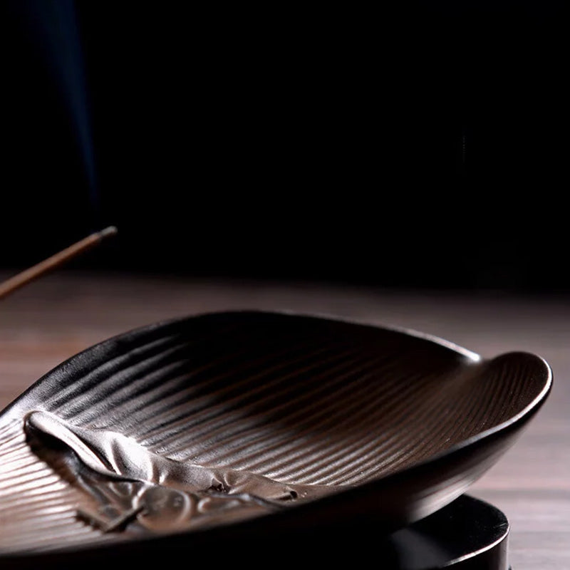Zen-style ceramic lotus incense holder