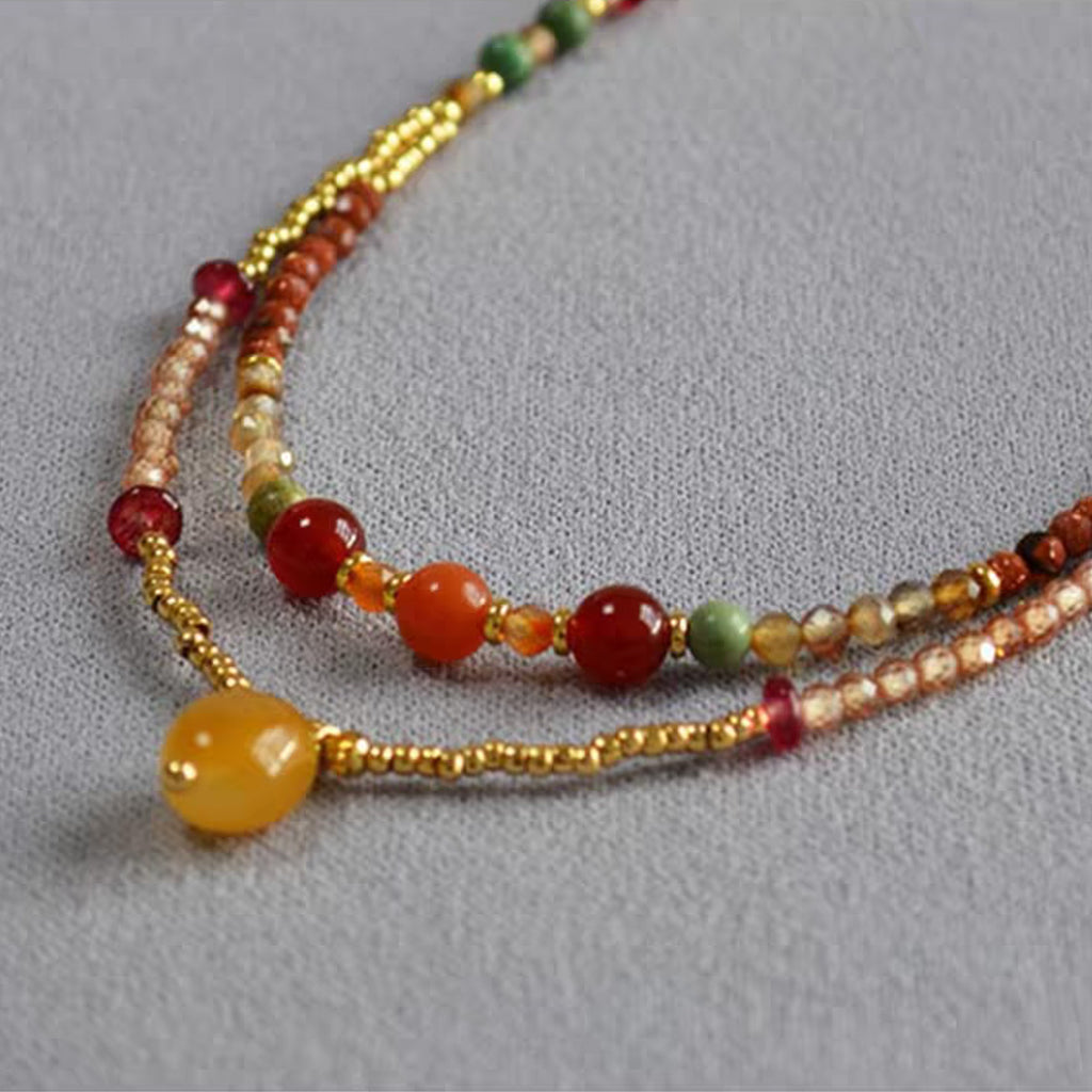 Garnet and Agate Collarbone Necklace