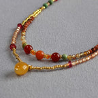 Garnet and Agate Collarbone Necklace