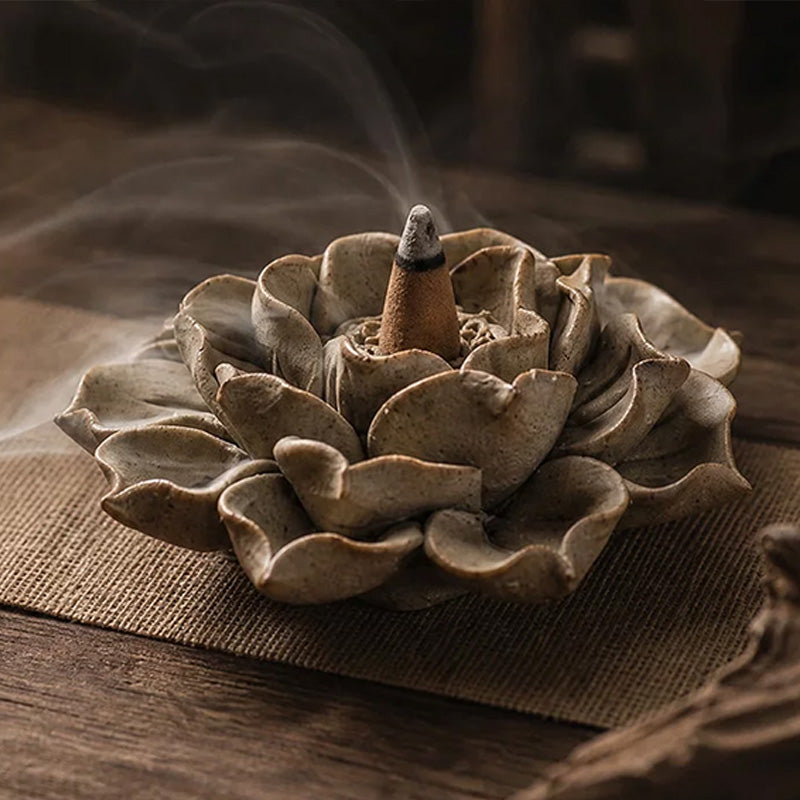 Handcrafted Zen-style incense holder for backflow incense cones