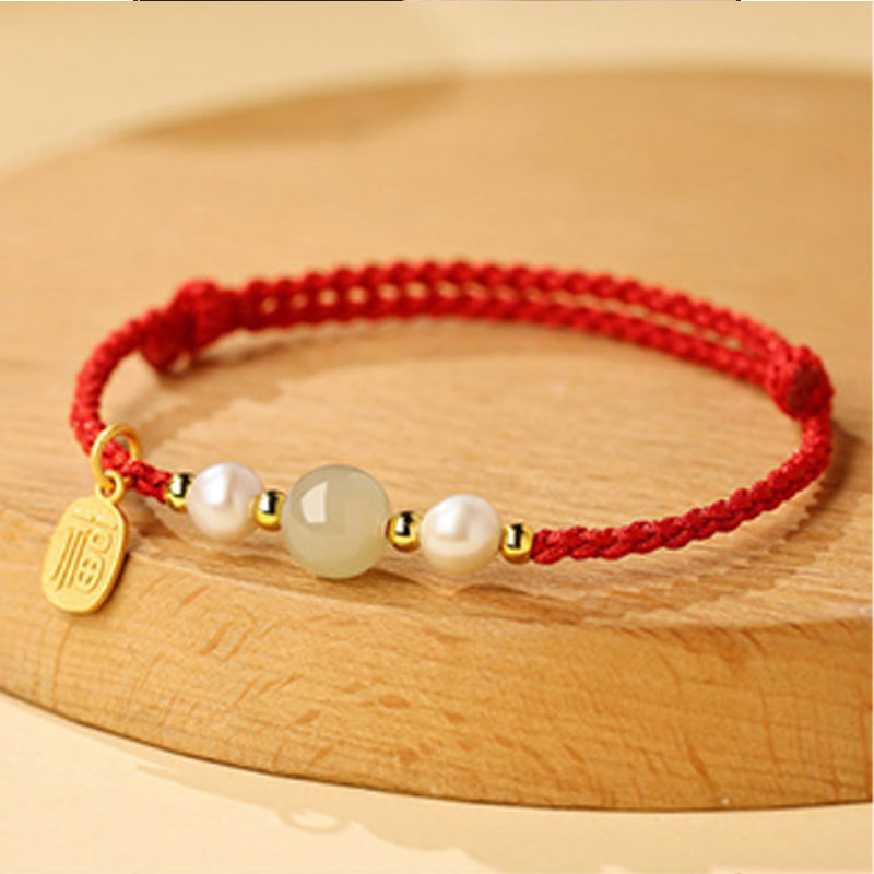 Hetian Jade and Agate Good-Luck Bracelet