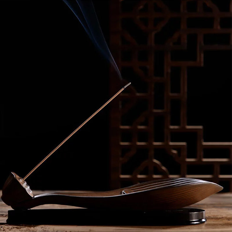 Zen-style ceramic lotus incense holder