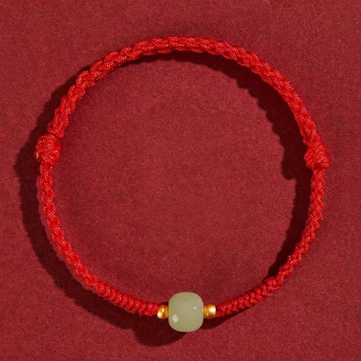 Hetian jade bean red rope