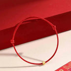 Gold Cube Sugar Red Cord Bracelet