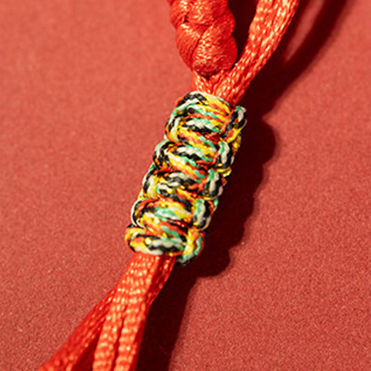 Five-Element Bead Red Cord Bracelet