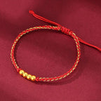 Pure Gold "Good Fortune" Red Cord Bracelet