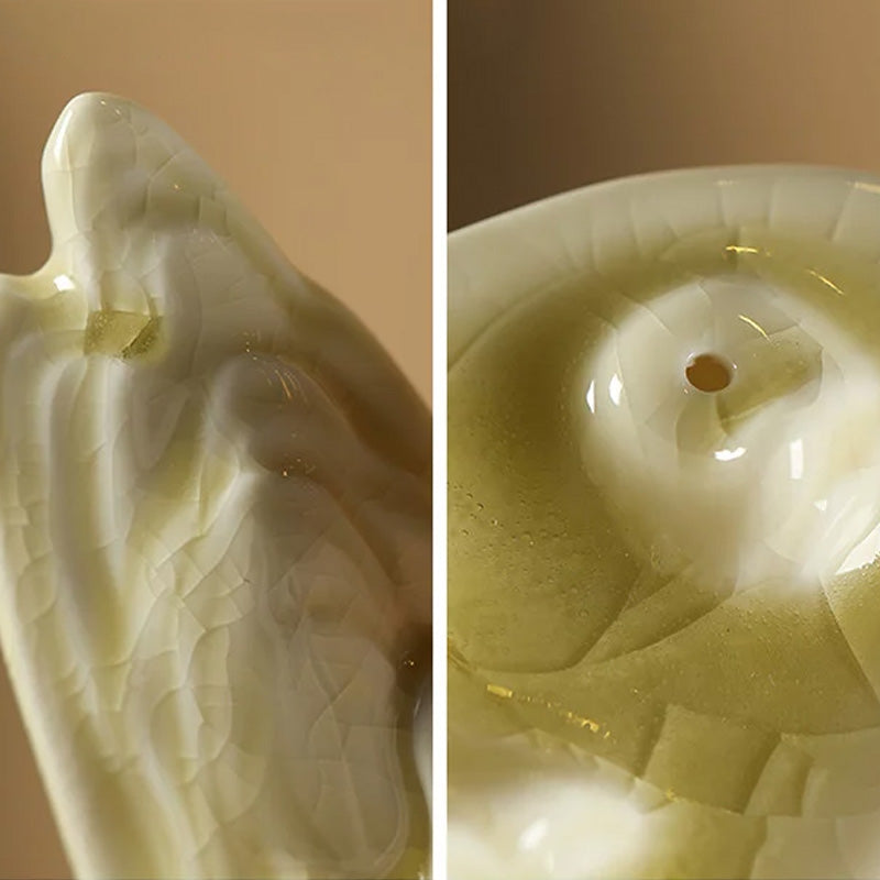 Beige Ceramic Incense Holder – "Mountain View" Design