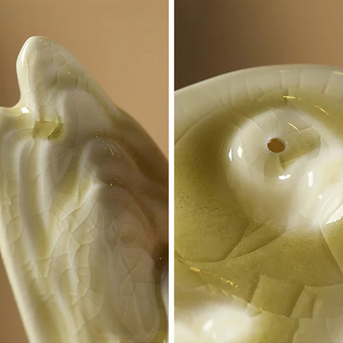 Beige Ceramic Incense Holder – "Mountain View" Design