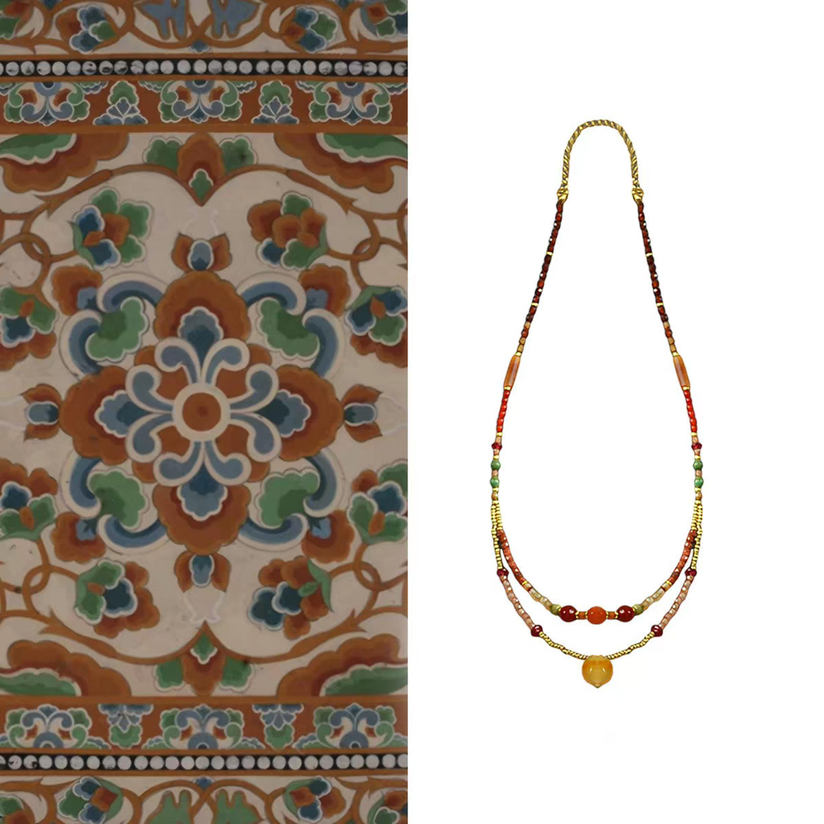 Garnet and Agate Collarbone Necklace
