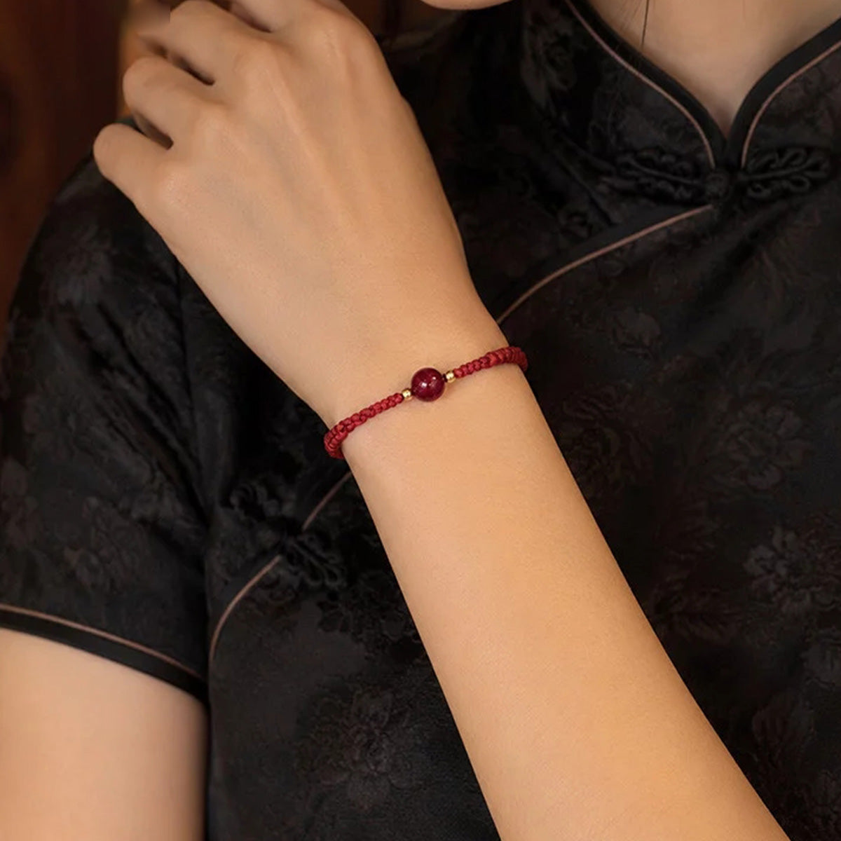 Cinnabar bean red cord bracelet