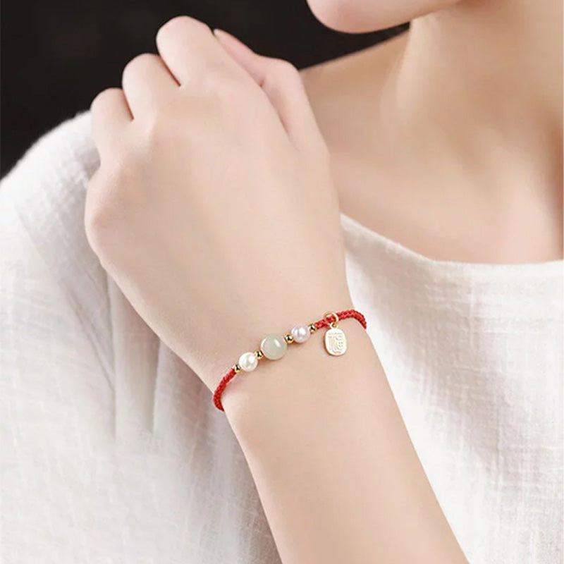 Hetian Jade and Agate Good-Luck Bracelet