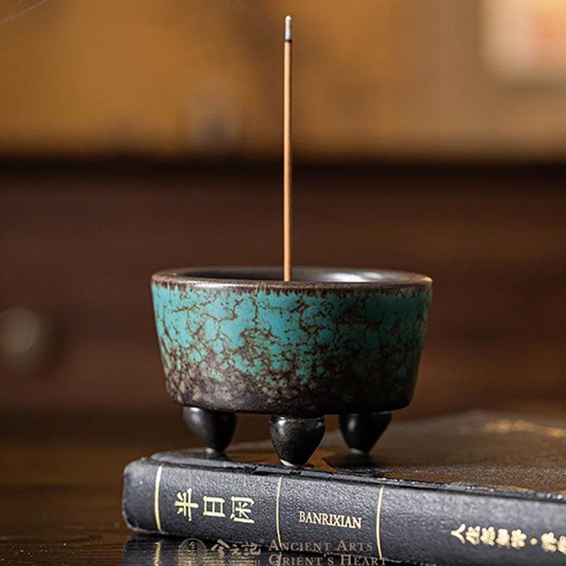 Peacock-green incense burner