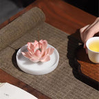 Handcrafted Underglaze Lotus Incense Holder with Base