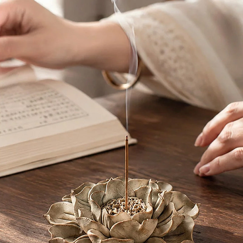 Handcrafted Zen-style incense holder for backflow incense cones
