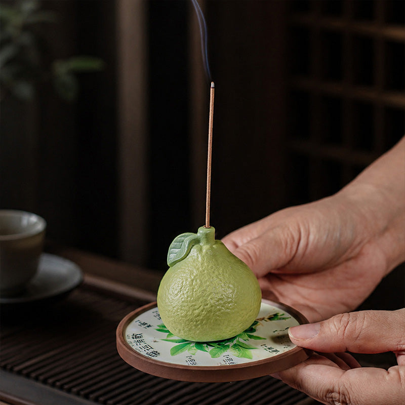 Natural Traditional Green Pomelo Incense Holder for Stick Incense