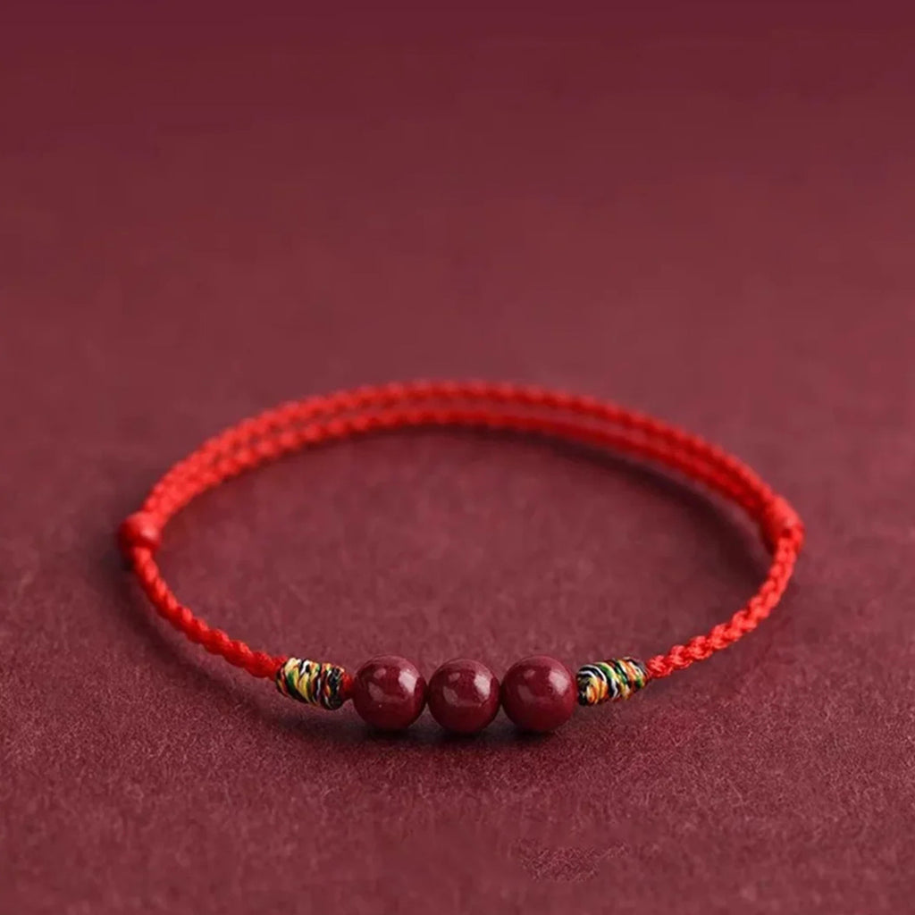 Cinnabar bean red cord bracelet