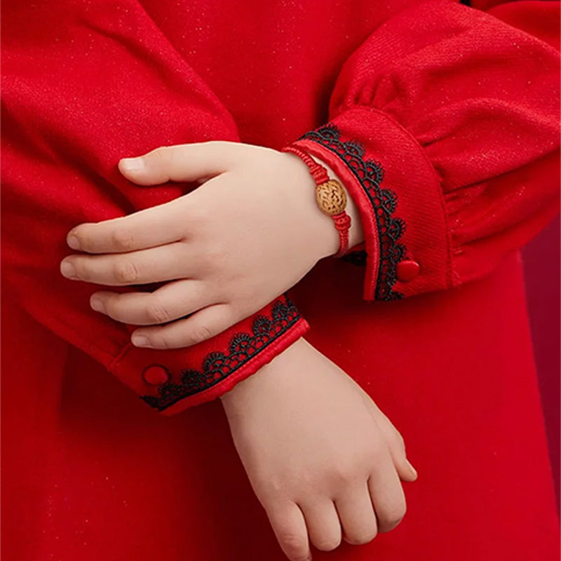 Peach wood red rope