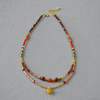 Garnet and Agate Collarbone Necklace