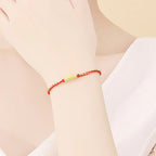 Pure Gold "Good Fortune" Red Cord Bracelet