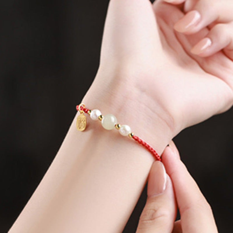 Hetian Jade and Agate Good-Luck Bracelet
