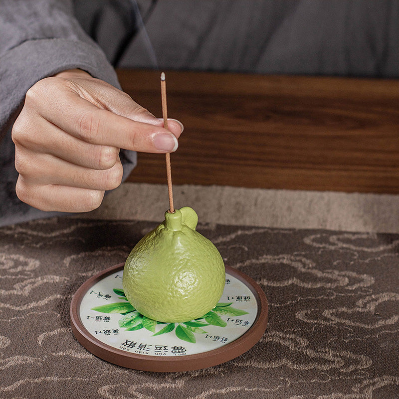 Natural Traditional Green Pomelo Incense Holder for Stick Incense