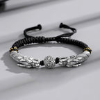 Black cord featuring two dragons playing with a pearl