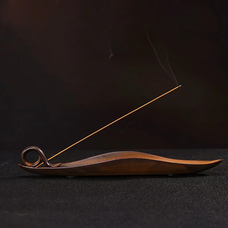 Antique-style ceramic stick incense burner and holder