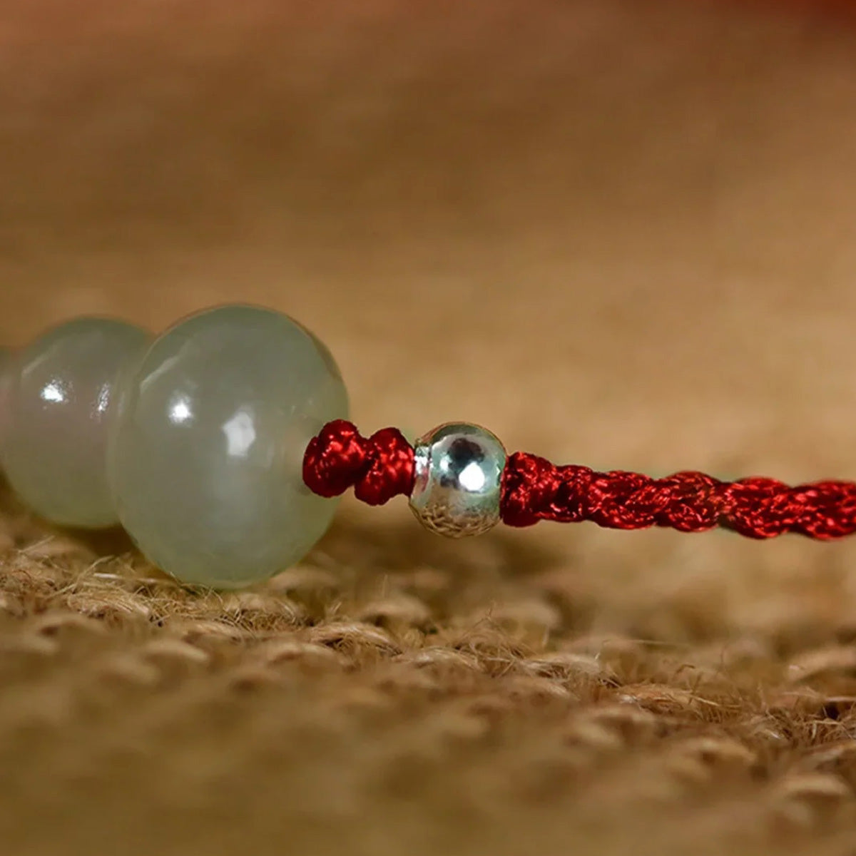 Hetian jade gourd red rope