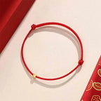 Gold Cube Sugar Red Cord Bracelet