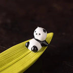 Cute Panda Ceramic Incense Box &amp; Bamboo-Design Stick Holder
