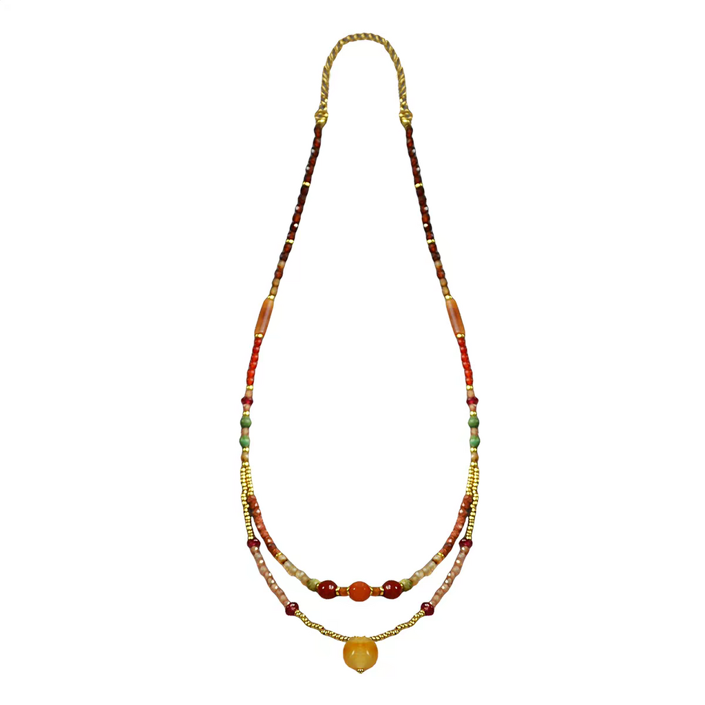 Garnet and Agate Collarbone Necklace