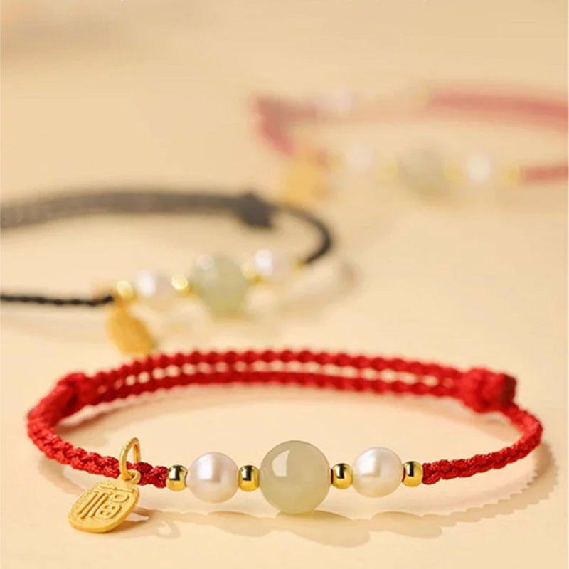 Hetian Jade and Agate Good-Luck Bracelet