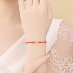 Pure Gold "Good Fortune" Red Cord Bracelet