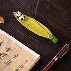 Cute Panda Ceramic Incense Box &amp; Bamboo-Design Stick Holder