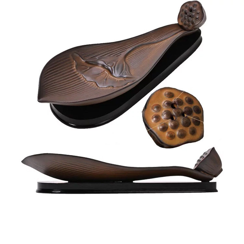 Zen-style ceramic lotus incense holder