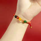 Five-Element Bead Red Cord Bracelet