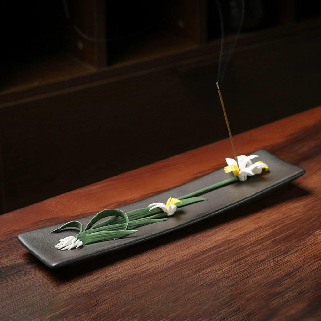 Ceramic Lotus-Themed Incense Burner / Incense Holder